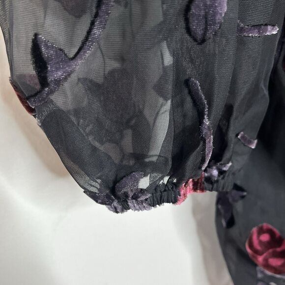 Majorelle Floral Velvet Burnout Mini Dress Womens XL Whimsigoth Witchy - Picture 5 of 12